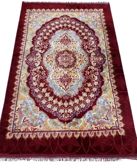 Peluş Halı Takımı 6 kg – Bordo Madalyon