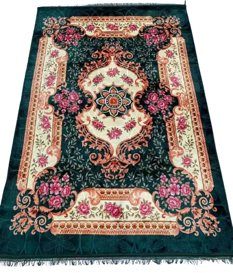 Peluş Halı Takımı 6 kg – Yeşil Çiçekli